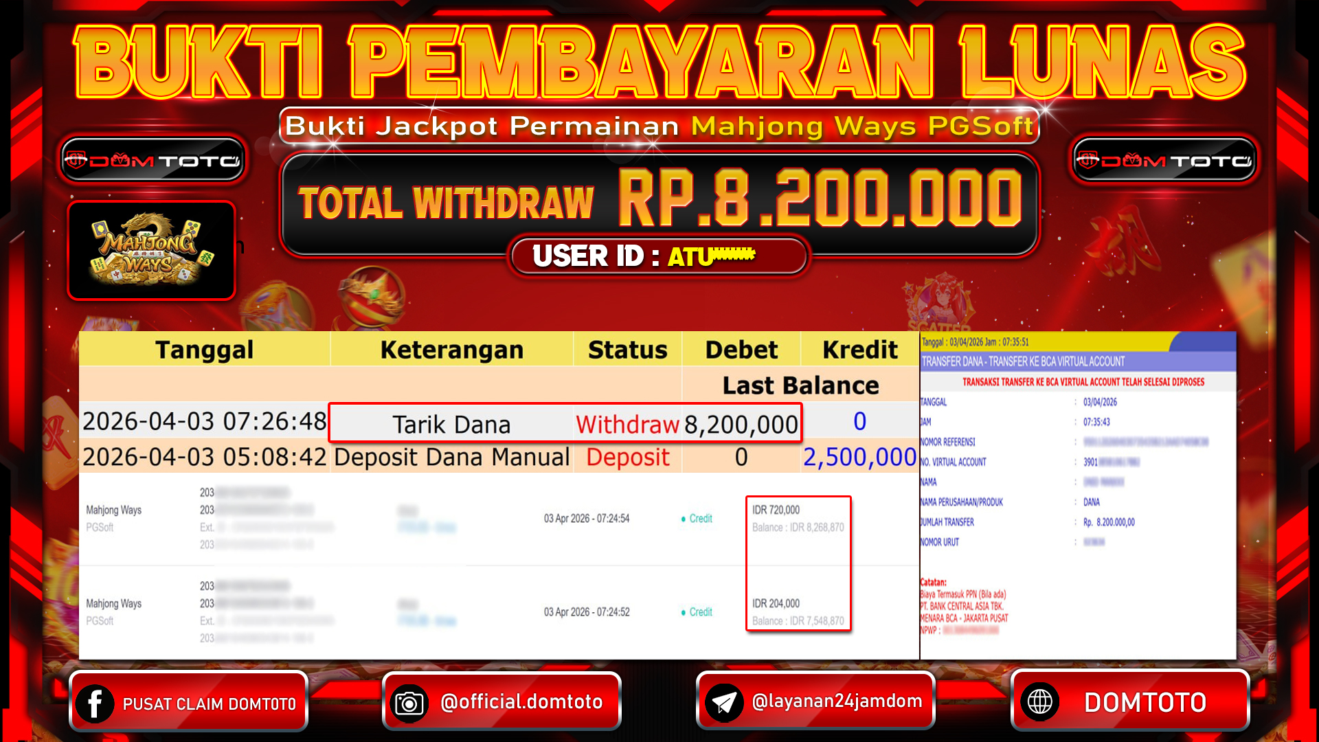 JACKPOT SLOT Mahjong Ways PGSoft 03 APRIL 2026